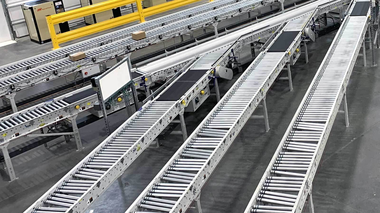 Powered Conveyor System for sorting, moving, and processing cases and boxes