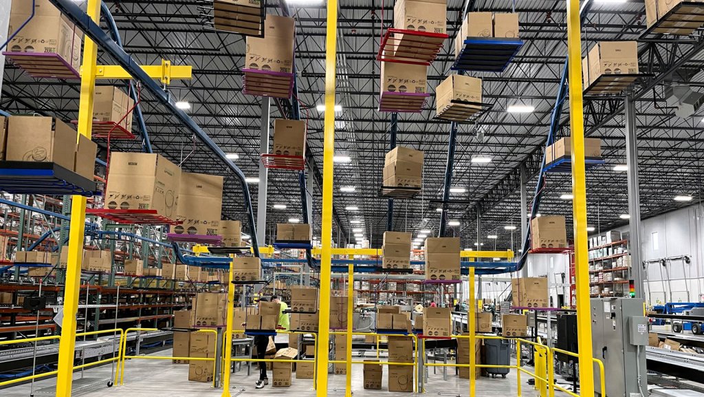 Overhead Conveyors Transporting Boxes