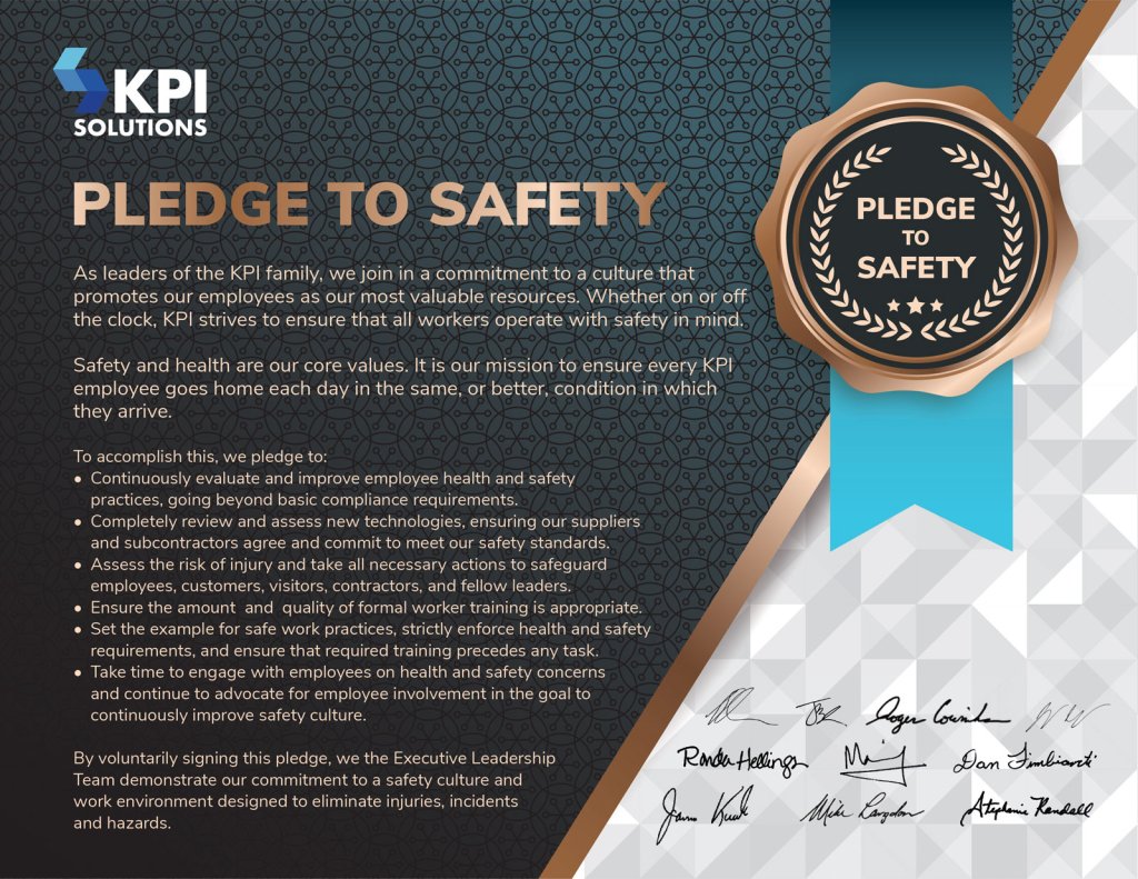 KPI Solutions Pledge to Safety